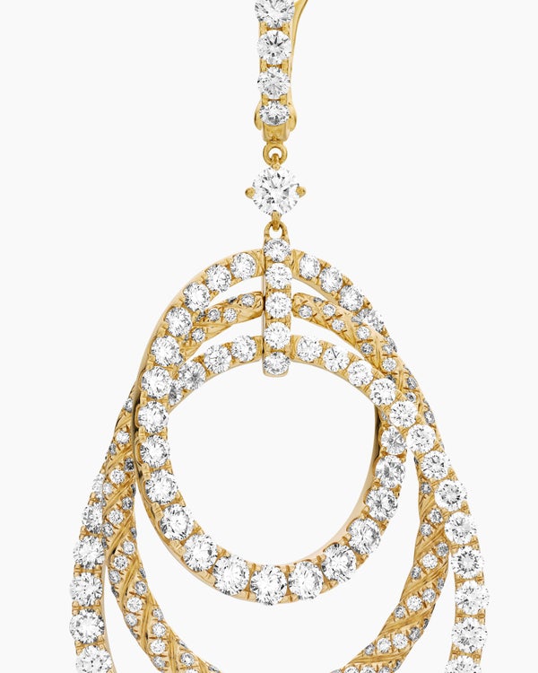 Floating Diamonds Drop Earrings in Yellow Gold