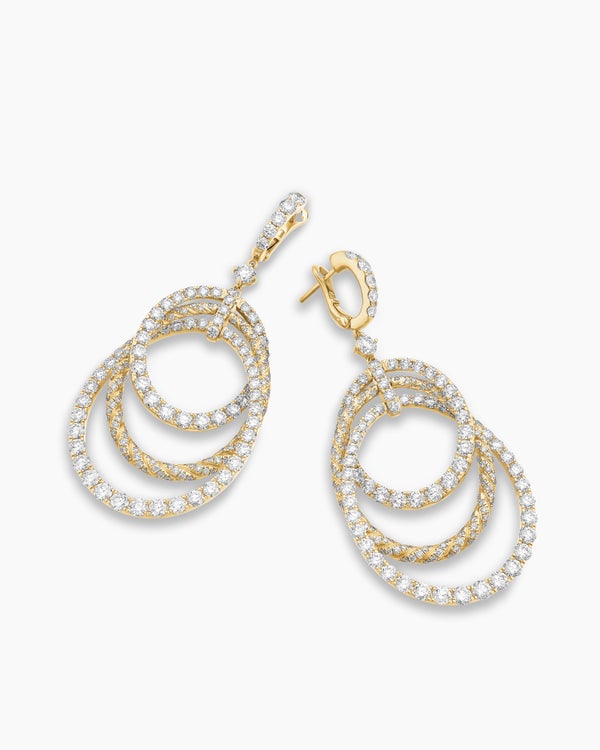 Floating Diamonds Drop Earrings in Yellow Gold
