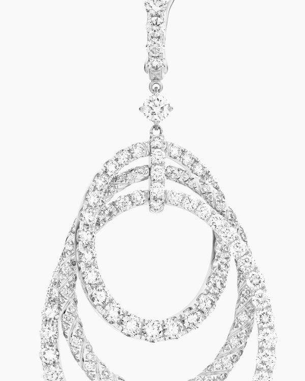 Floating Diamonds Drop Earrings in White Gold