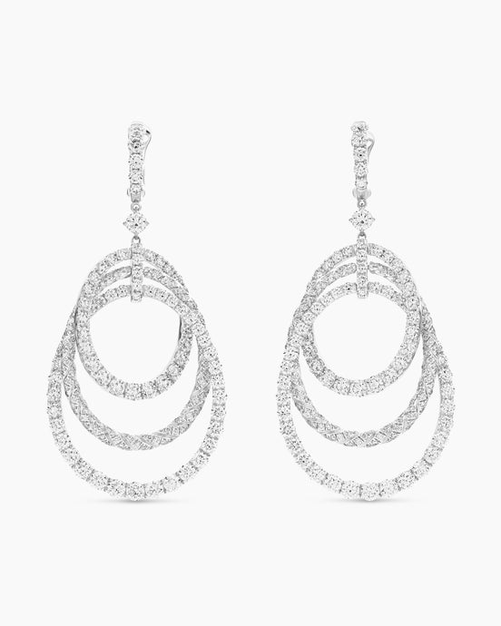 Floating Diamonds Drop Earrings in White Gold