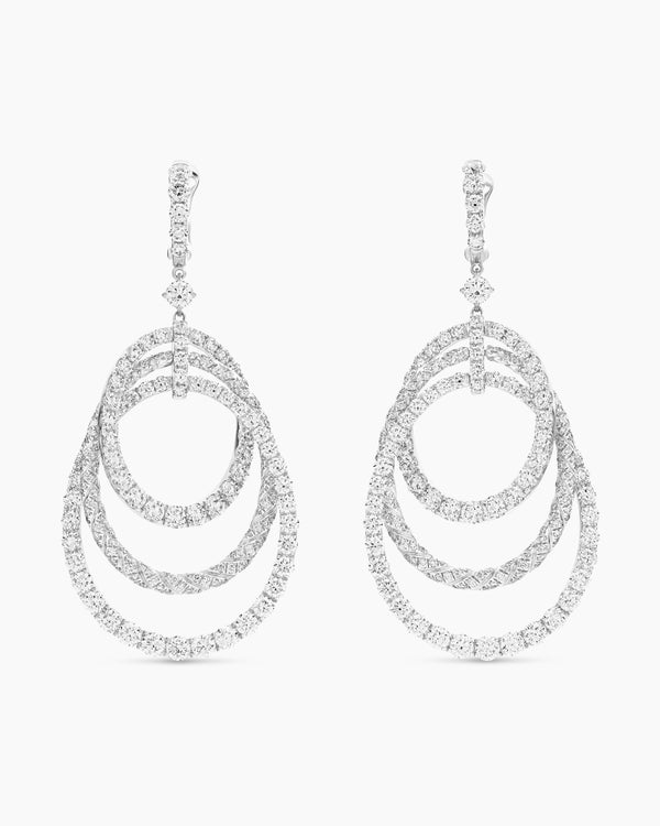 Floating Diamonds Drop Earrings in White Gold