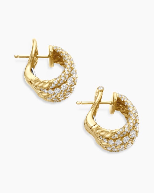 Womens Floating Diamonds Shrimp Earrings in Yellow Gold
