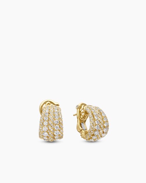 Womens Floating Diamonds Shrimp Earrings in Yellow Gold
