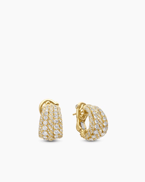 Floating Diamonds Shrimp Earrings in Yellow Gold