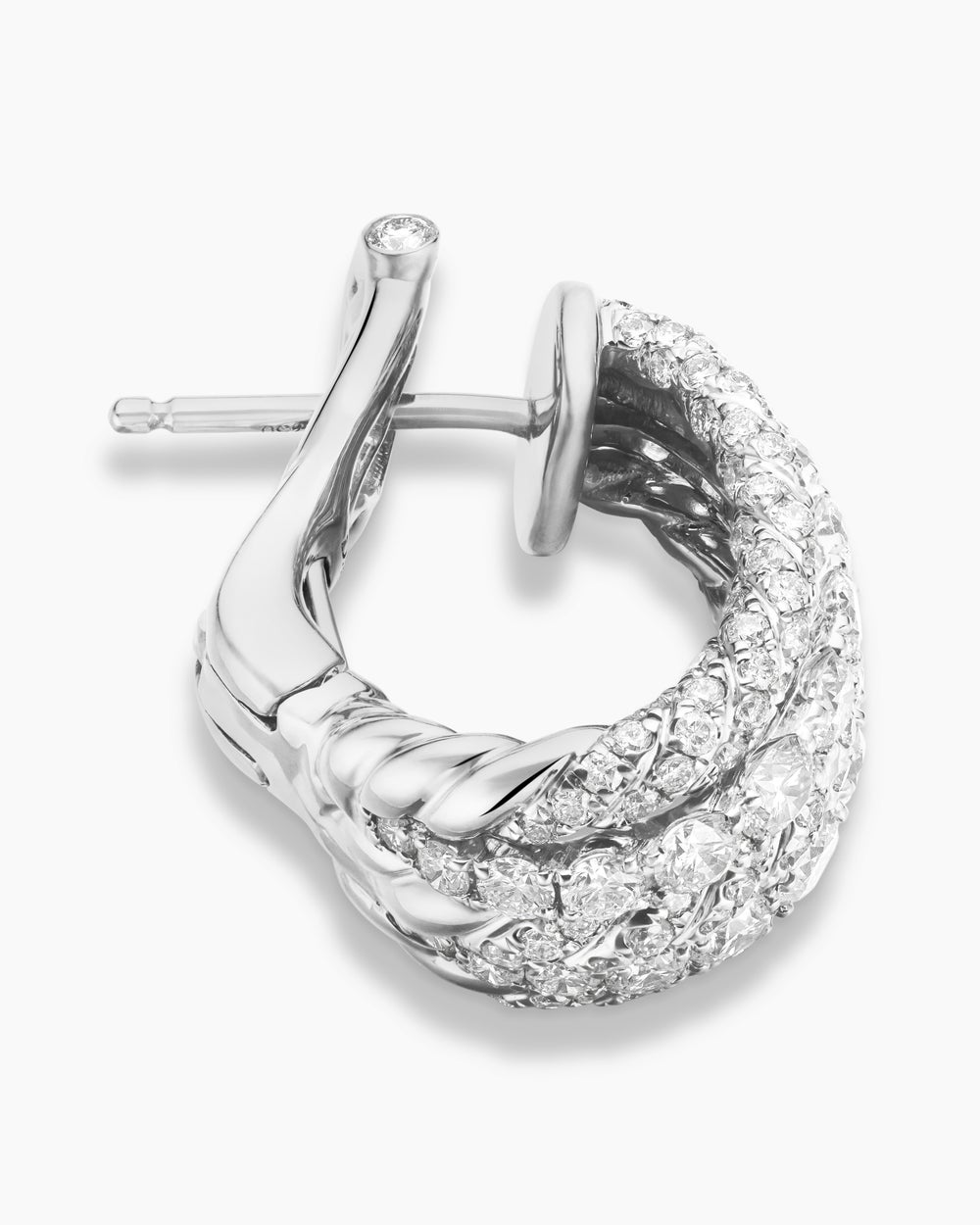 Womens Floating Diamonds Shrimp Earrings in White Gold