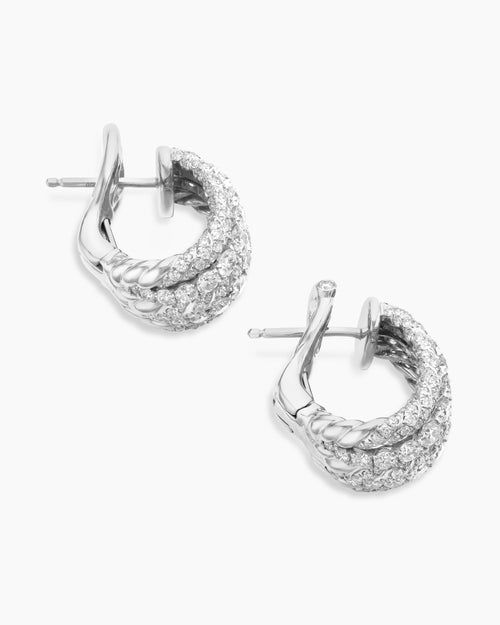 Womens Floating Diamonds Shrimp Earrings in White Gold