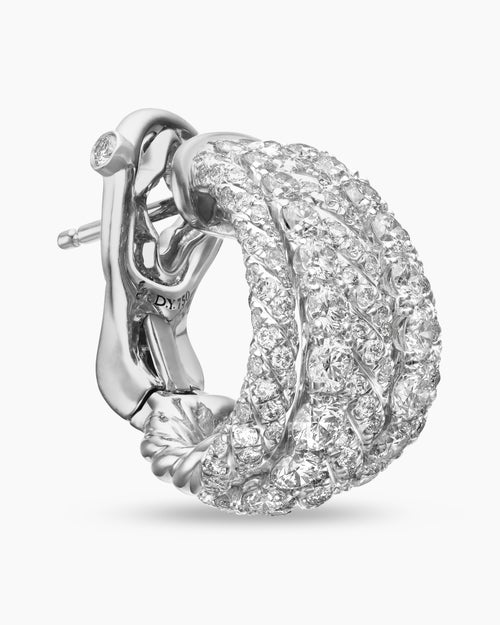 Womens Floating Diamonds Shrimp Earrings in White Gold