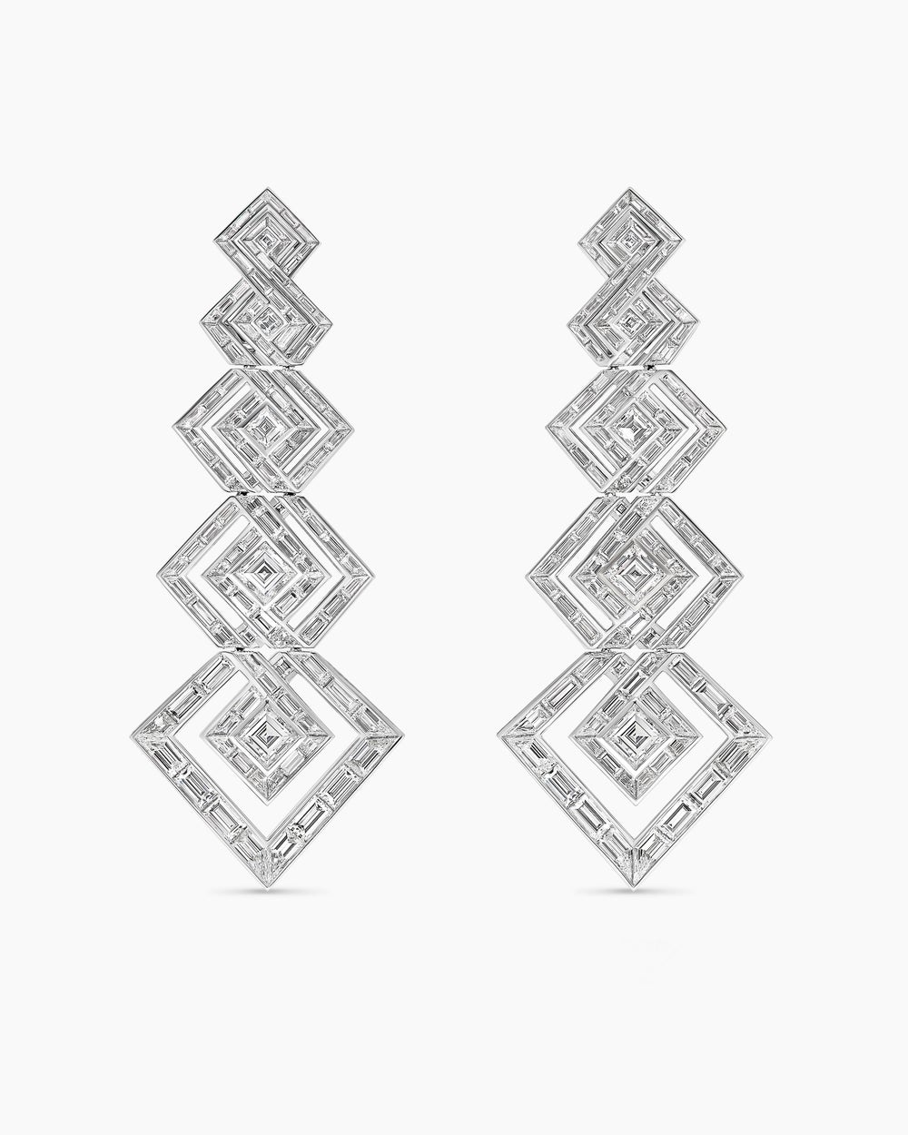 Boucles d’oreilles Stax Zig Zag en or blanc avec diamants femme