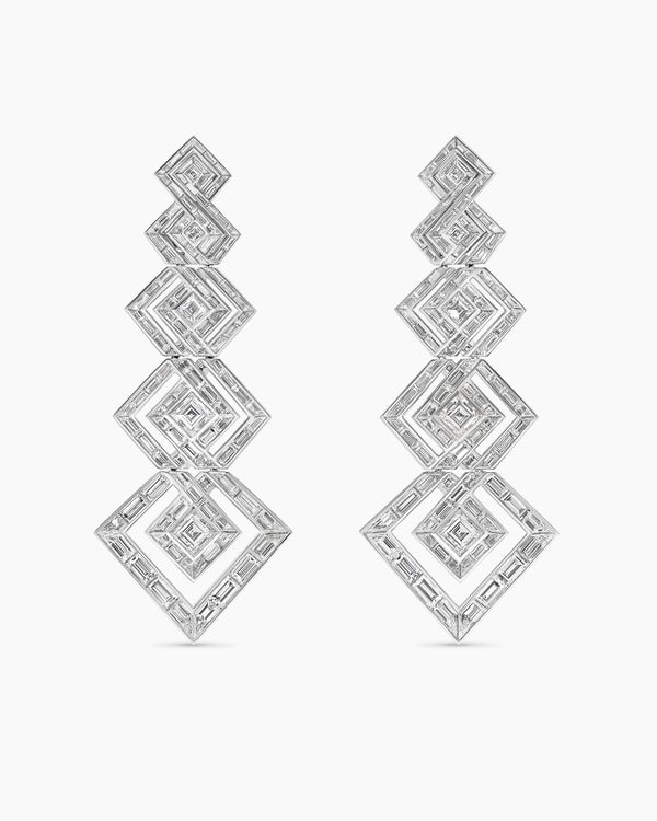Stax Zig Zag Drop Earrings in White Gold with Diamonds