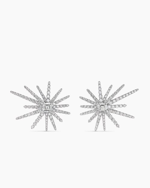 Clous d’oreilles Starburst en or blanc avec diamants femmes