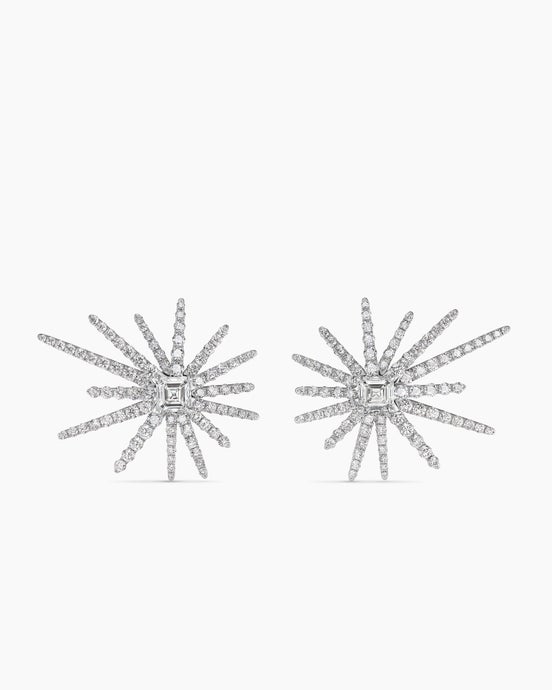 Starburst Stud Earrings in White Gold with Diamonds