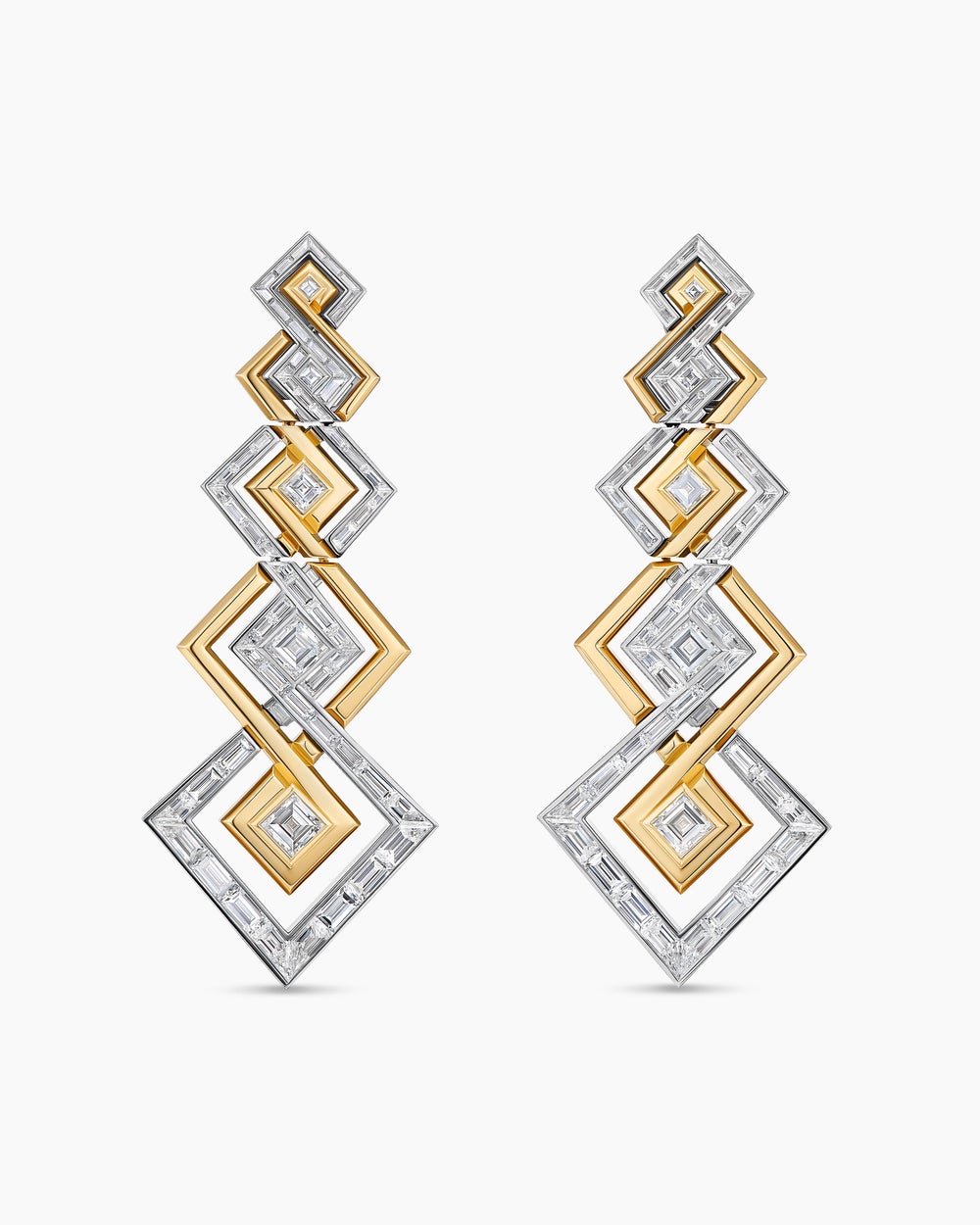 Boucles d’oreilles Stax Zig Zag en or jaune avec diamants femmes