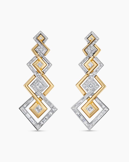 Stax Zig Zag Earrings in Gold with Diamonds
