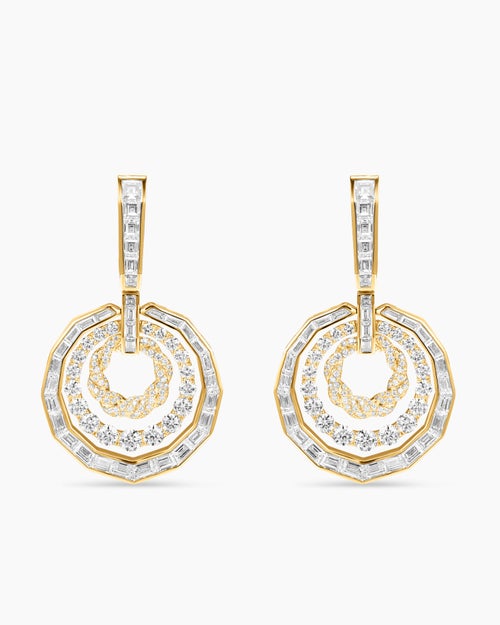 Womens Stax Drop Earrings in Yellow Gold with Diamonds