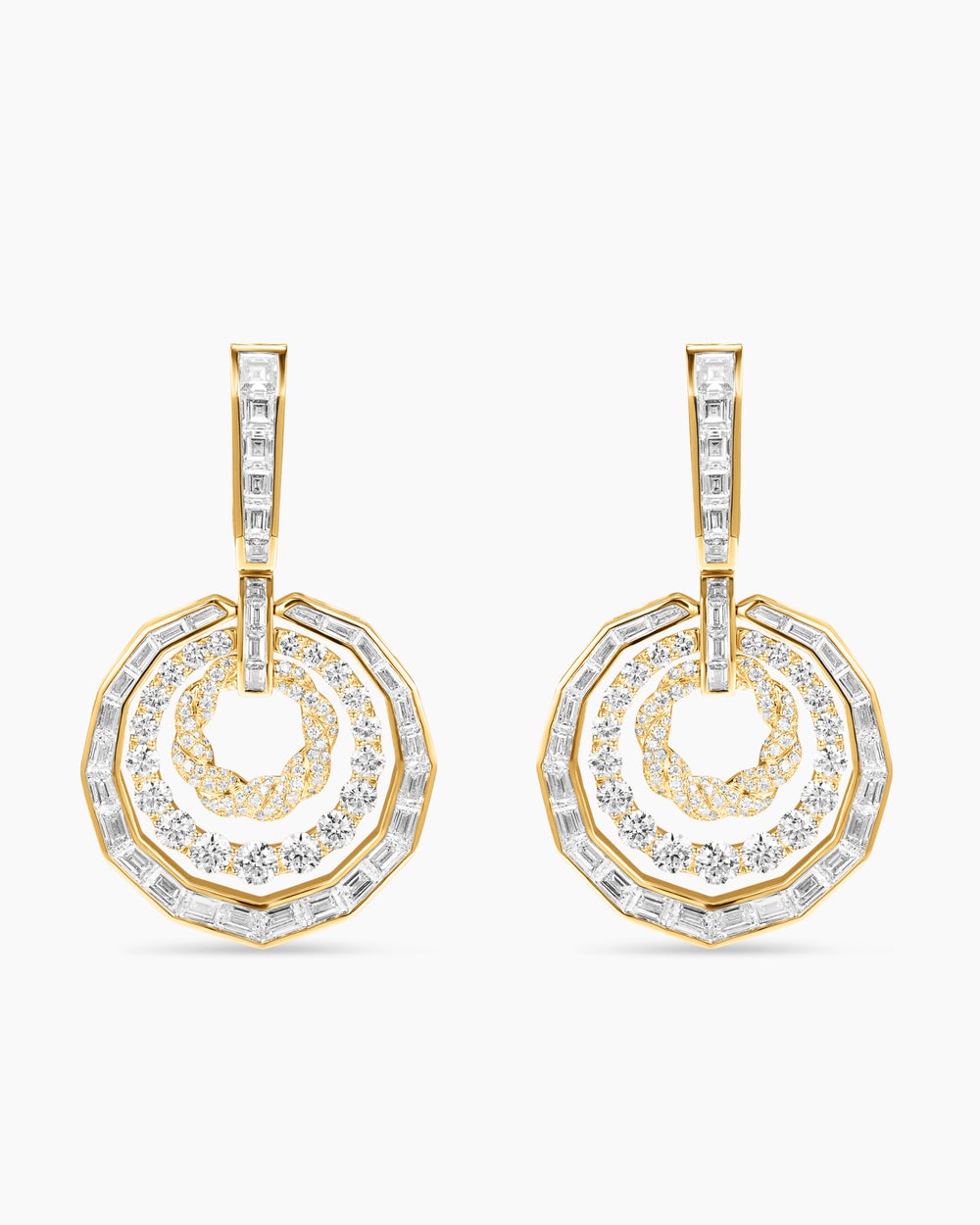 Boucles d’oreilles pendantes Stax en or jaune avec diamants femmes