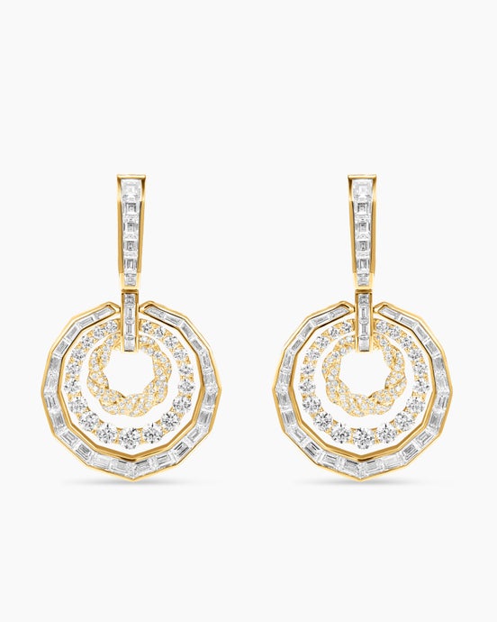 Stax Drop Earrings in Yellow Gold with Diamonds
