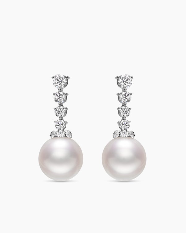 Boucles d’oreilles Floating Diamonds et Perle blanche des mers du sud en or blanc