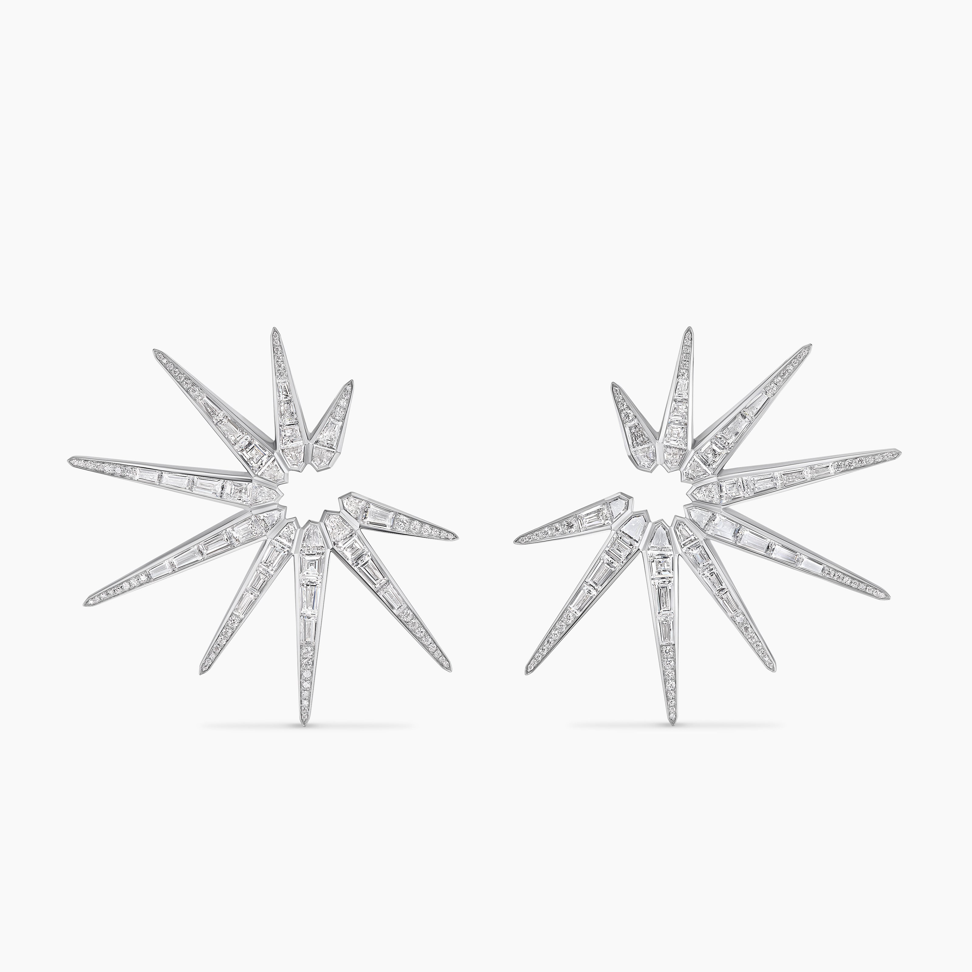 Womens Liberty Bright Cut Hoop Earrings in White Gold with Diamonds