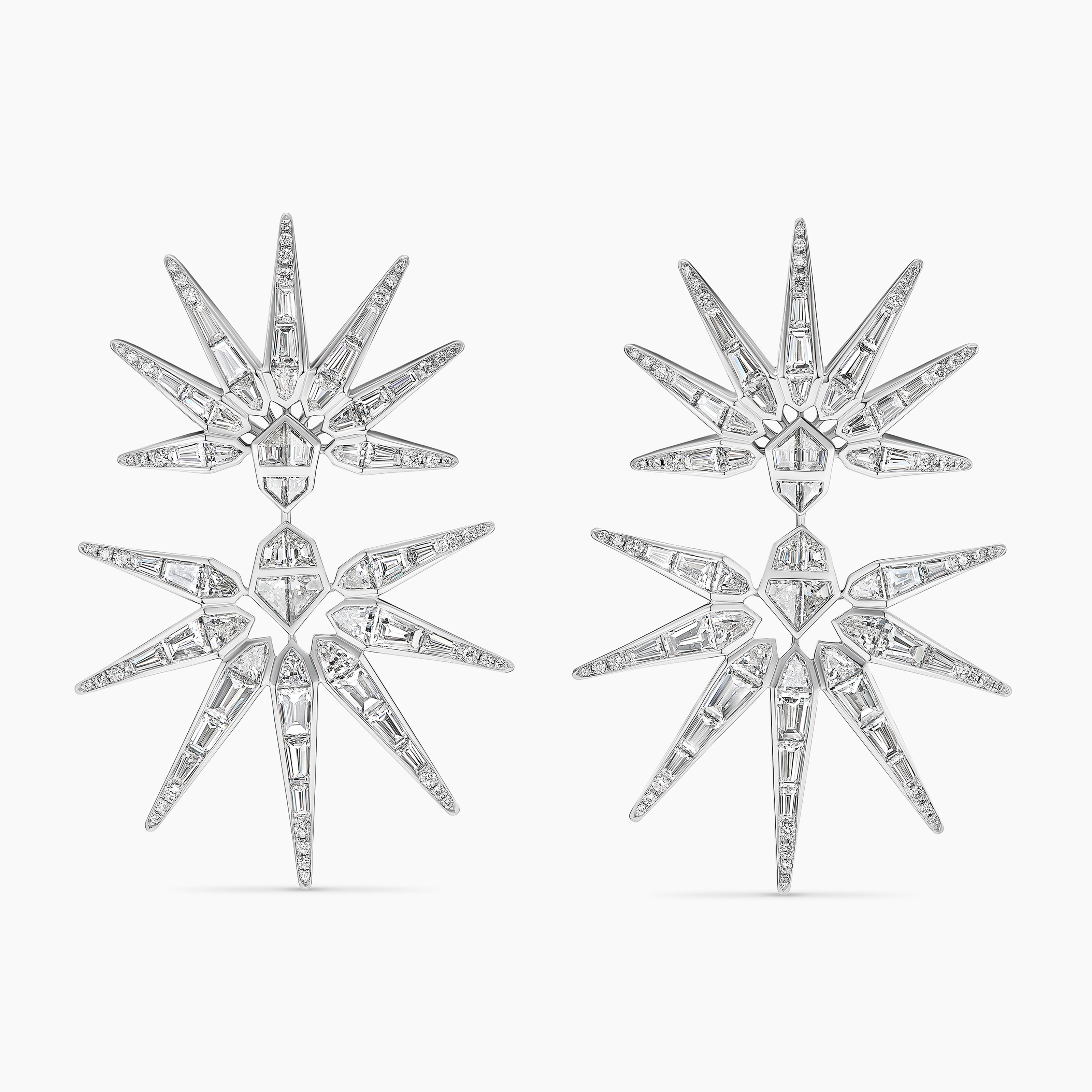 Womens Liberty Drop Earrings in White Gold with Diamonds