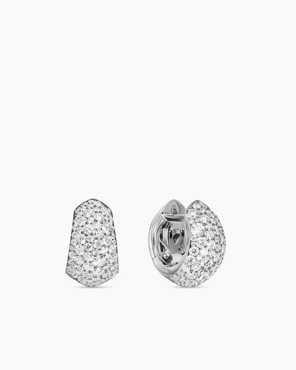 Womens Mosaic Pavé Hoop Earrings in White Gold