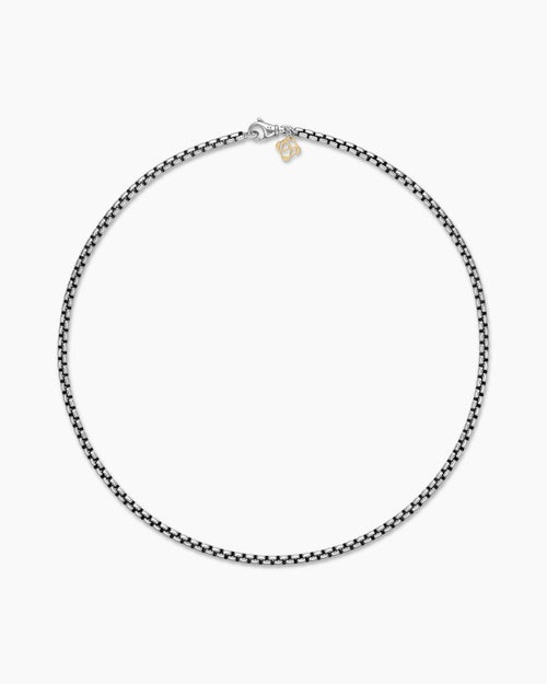 Womens Box Chain Necklace in Sterling Silver with 14K Yellow Gold Accent, 3.6mm