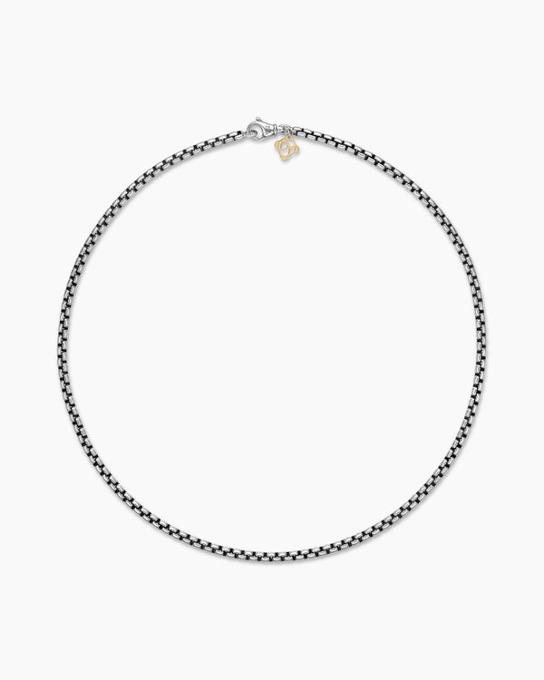 Box Chain Necklace in Sterling Silver with 14K Yellow Gold Accent, 3.6mm
