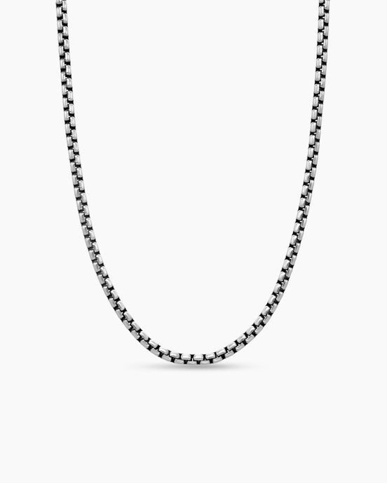 Box Chain Necklace in Sterling Silver with 14K Yellow Gold Accent, 3.6mm