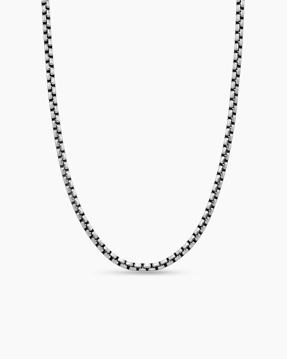 Womens Box Chain Necklace in Sterling Silver with 14K Yellow Gold Accent, 3.6mm