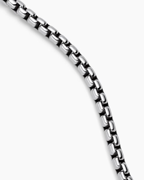 Mens Box Chain Necklace in Sterling Silver, 3.6mm