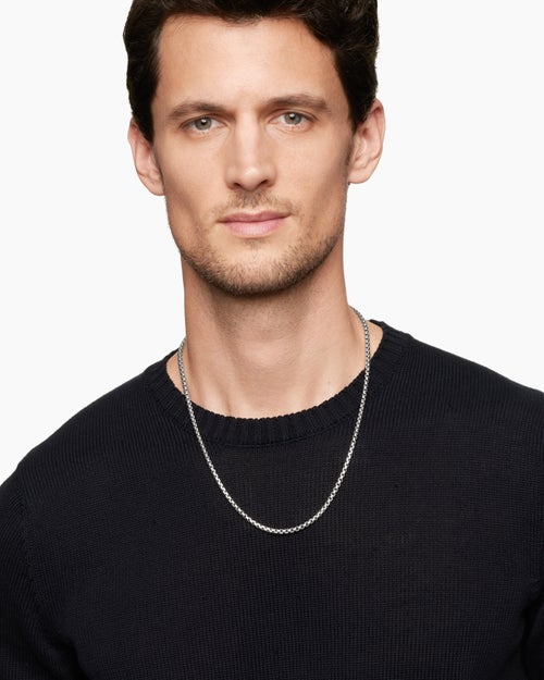 Mens Box Chain Necklace in Sterling Silver, 3.6mm