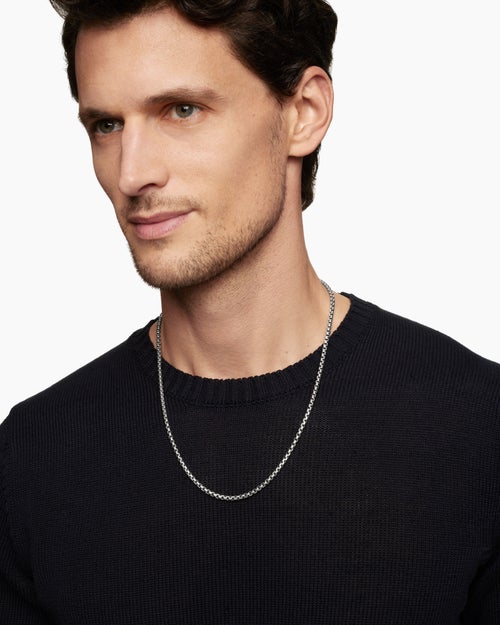 Mens Box Chain Necklace in Sterling Silver, 3.6mm