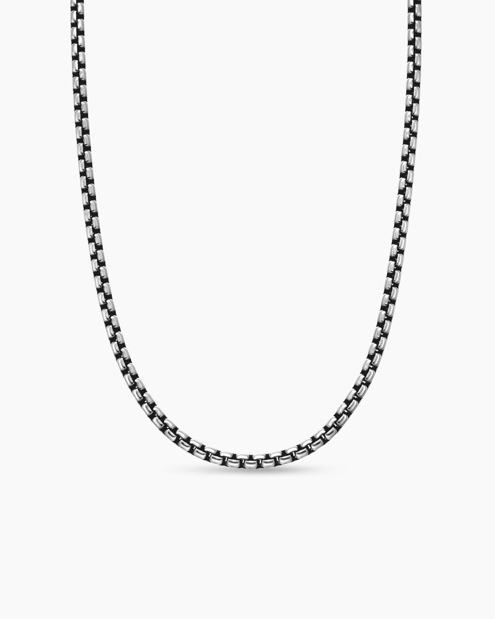Mens Box Chain Necklace in Sterling Silver, 3.6mm