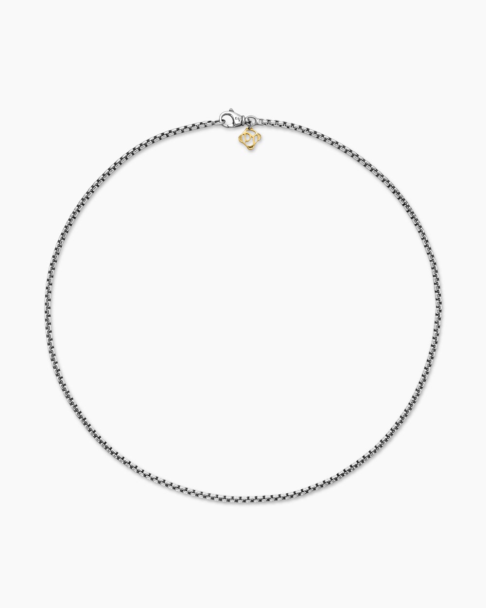 Womens Box Chain Necklace in Sterling Silver with 14K Yellow Gold Accent, 2.7mm