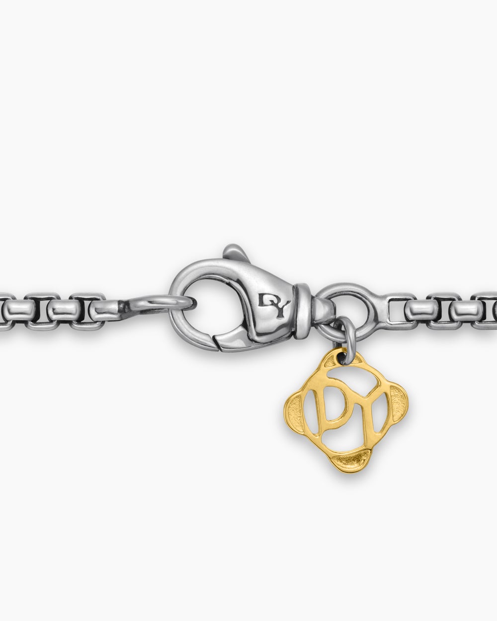 Womens Box Chain Necklace in Sterling Silver with 14ct Yellow Gold Accent, 2.7mm
