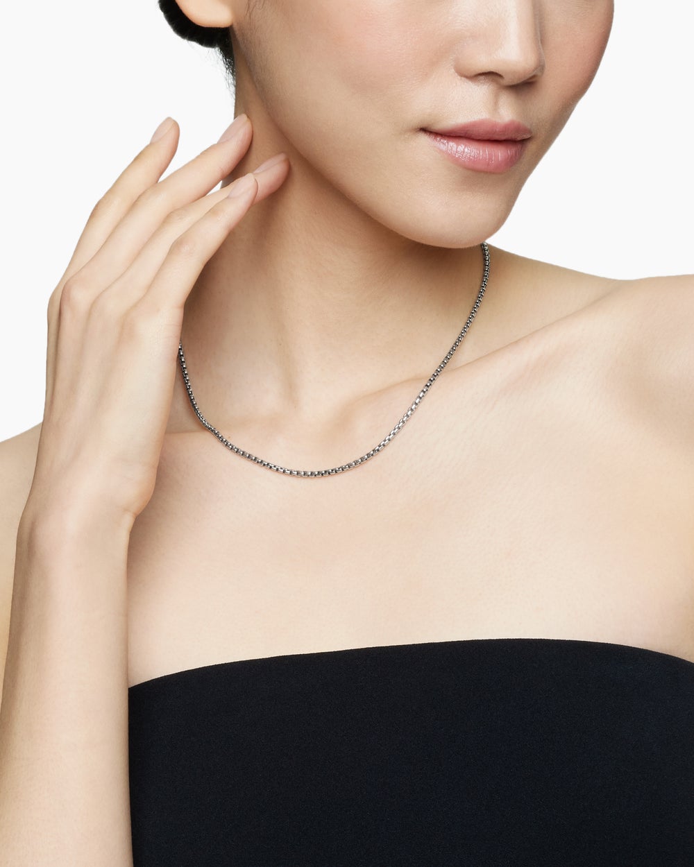 Womens Box Chain Necklace in Sterling Silver with 14K Yellow Gold Accent, 2.7mm