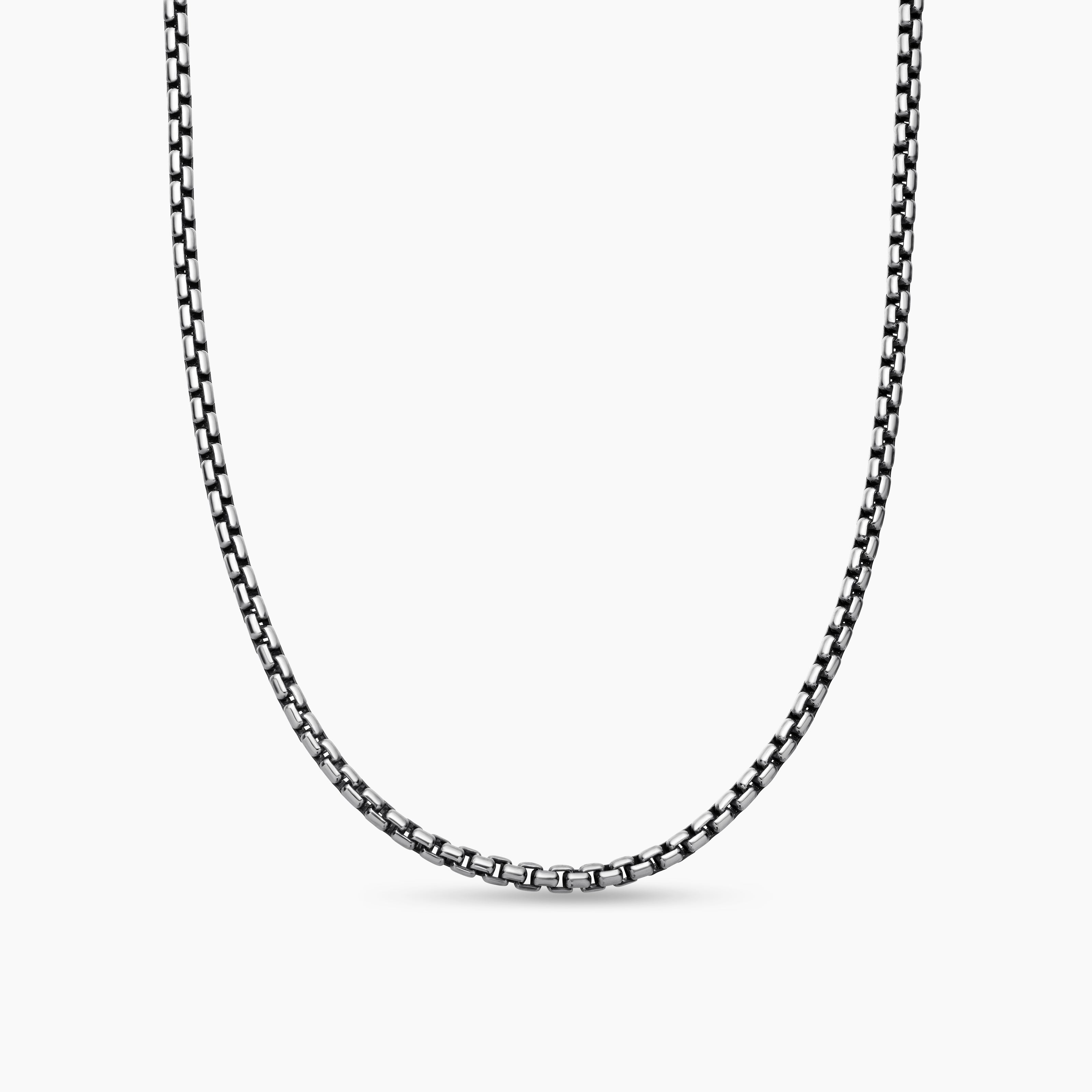 Womens Box Chain Necklace in Sterling Silver with 14K Yellow Gold Accent, 2.7mm
