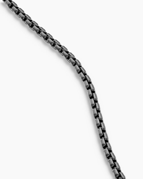 Womens Box Chain Necklace in Darkened Sterling Silver, 2.7mm