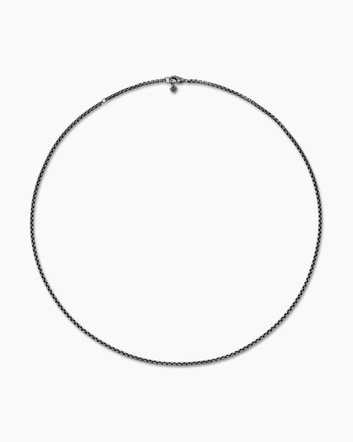 Womens Box Chain Necklace in Darkened Sterling Silver, 2.7mm