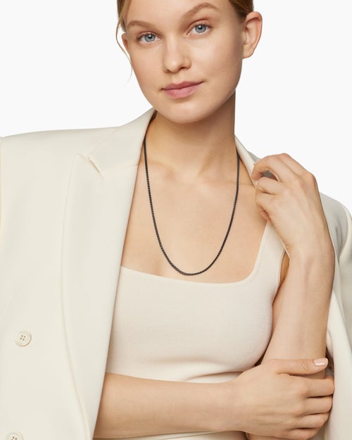 Womens Box Chain Necklace in Darkened Sterling Silver, 2.7mm