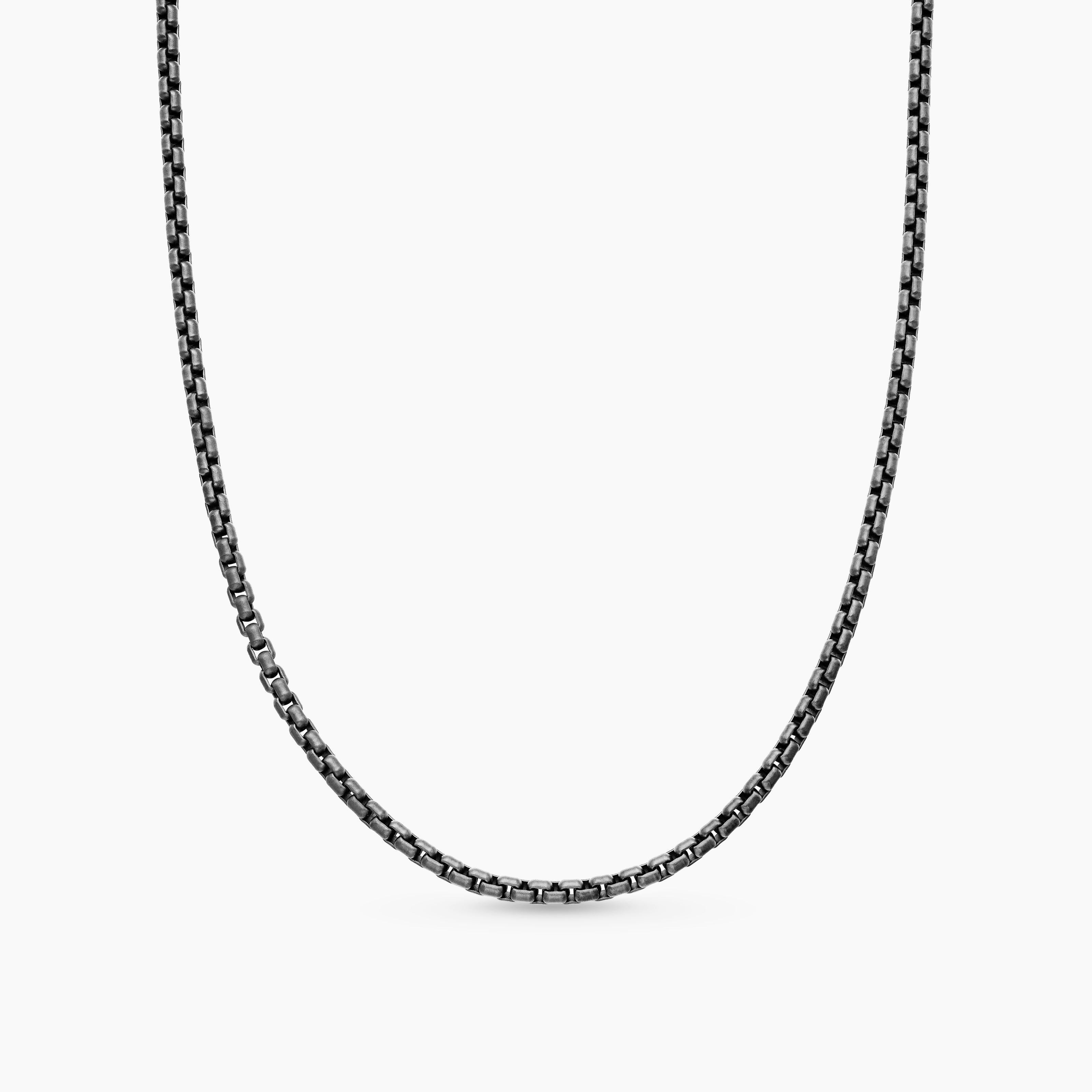 Womens Box Chain Necklace in Darkened Sterling Silver, 2.7mm
