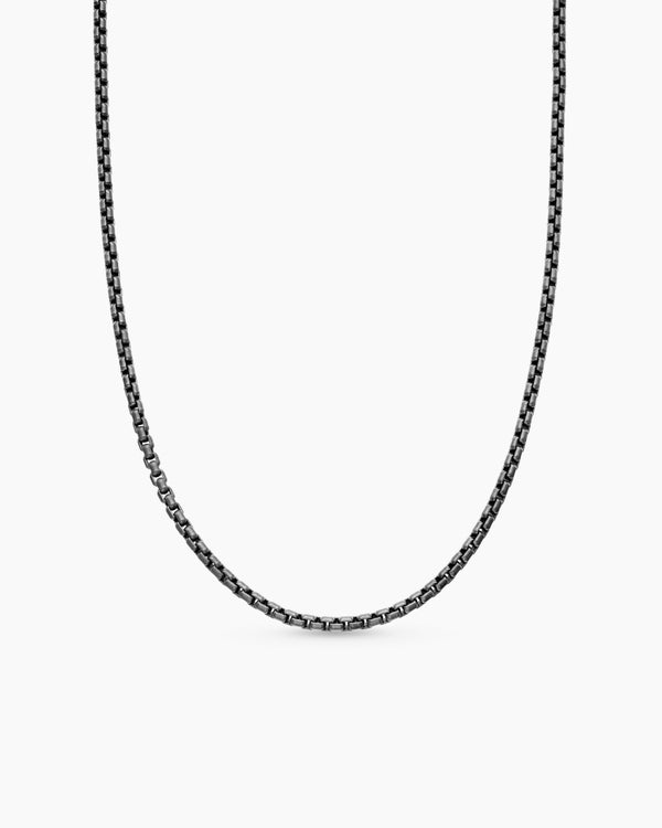 Box Chain Necklace in Darkened Sterling Silver, 2.7mm