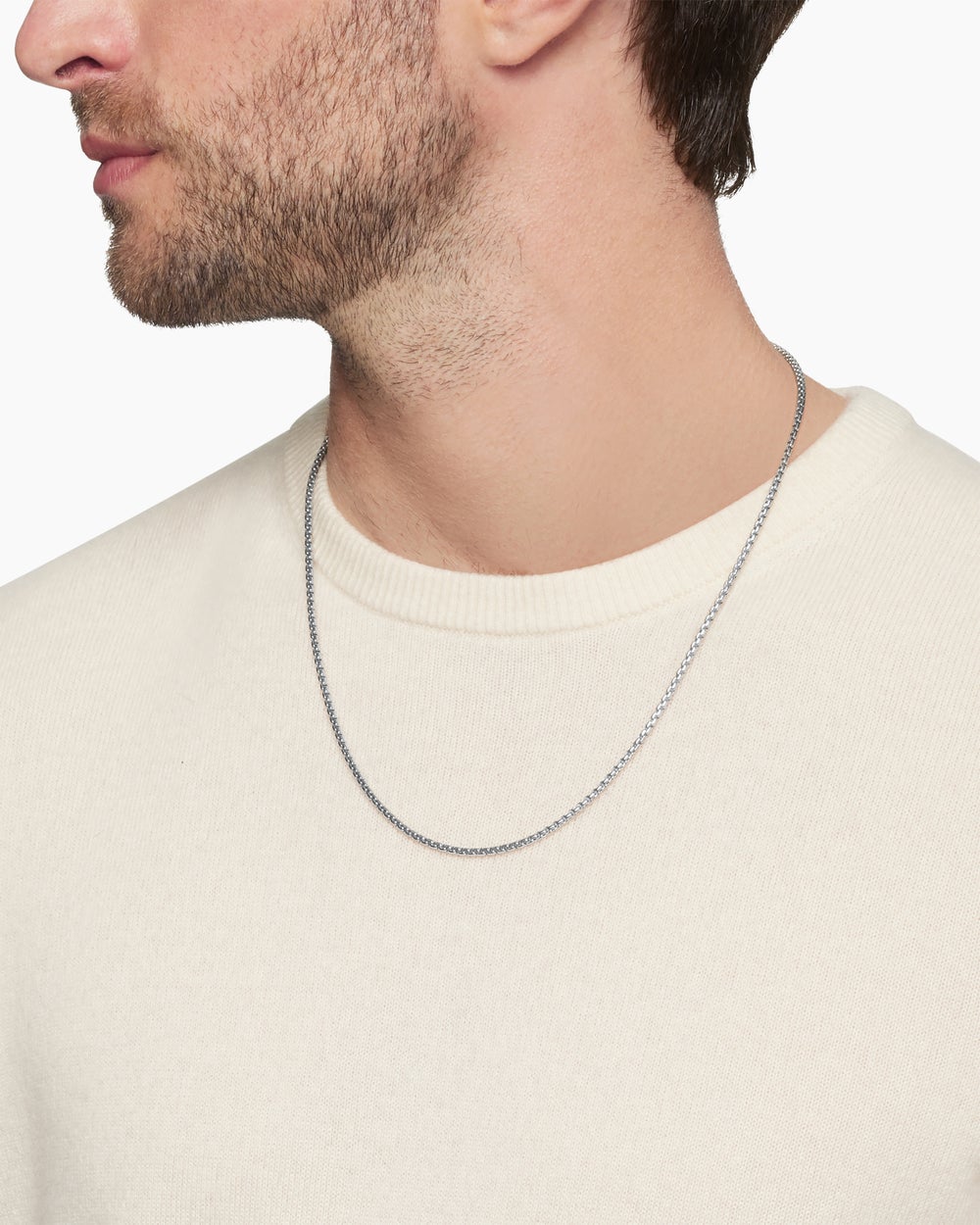 Collier Box Chain en platine, 2,7 mm pour hommes