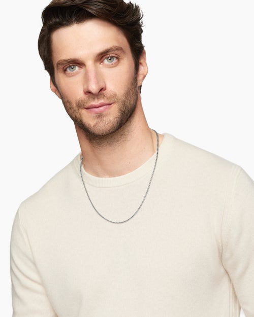 Mens Box Chain Necklace in Platinum, 2.7mm