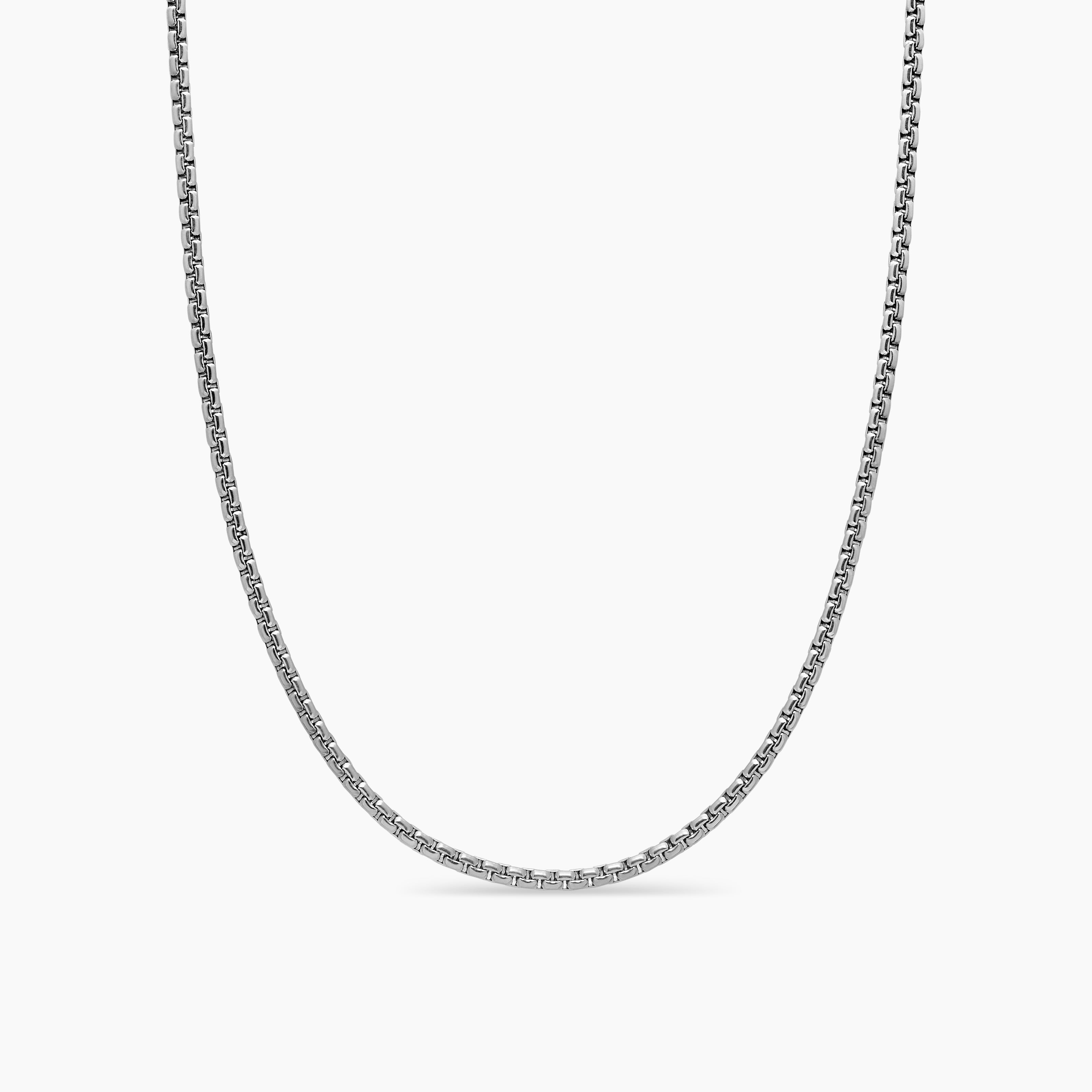 Mens Box Chain Necklace in Platinum, 2.7mm