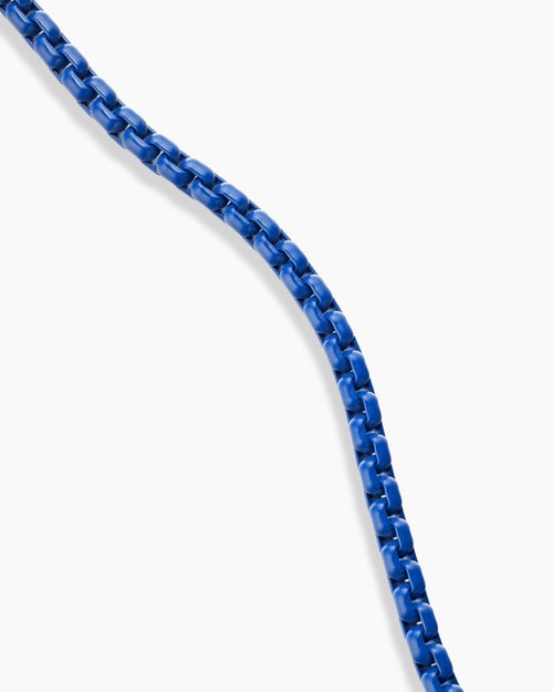 Mens Box Chain Necklace in Sterling Silver with Stainless Steel, 2.7mm