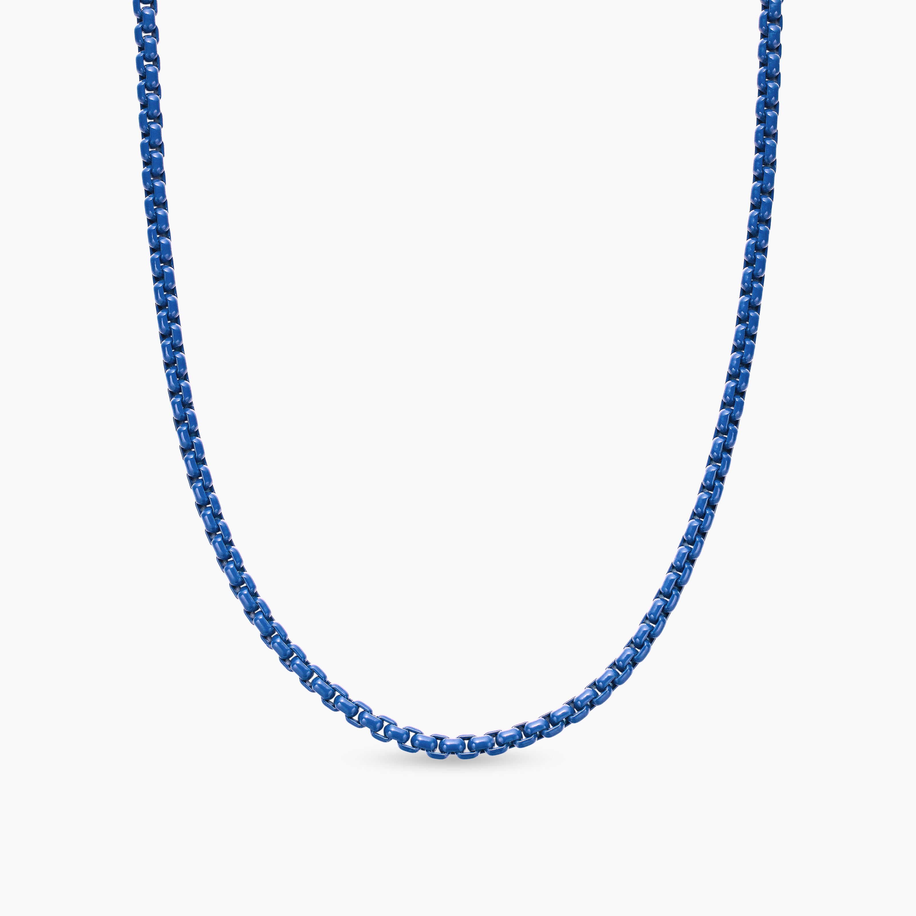 Mens Box Chain Necklace in Sterling Silver with Stainless Steel, 2.7mm