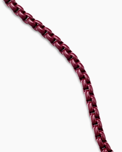 Mens Box Chain Necklace in Sterling Silver with Burgundy Stainless Steel, 2.7mm