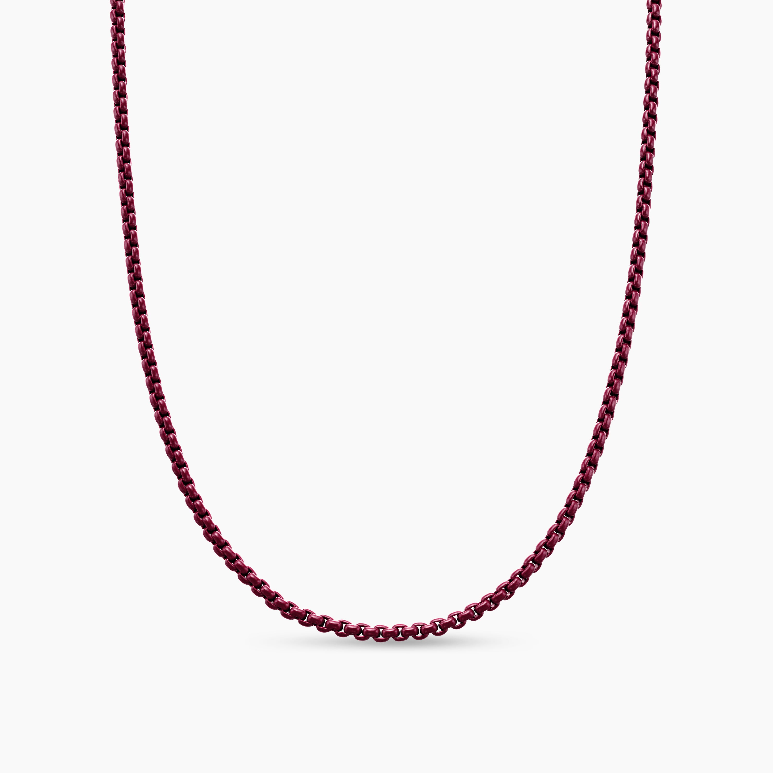 Mens Box Chain Necklace in Sterling Silver with Stainless Steel, 2.7mm