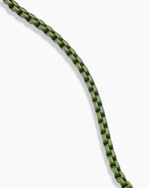 Mens Box Chain Necklace in Sterling Silver with Green Stainless Steel, 2.7mm