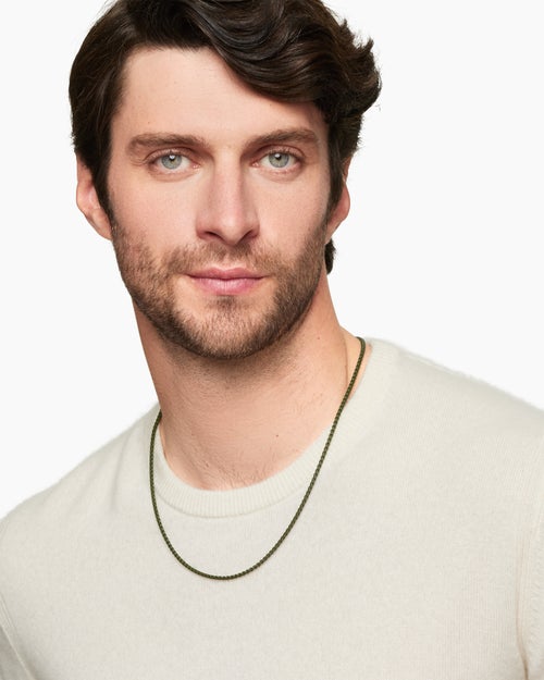 Mens Box Chain Necklace in Sterling Silver with Stainless Steel, 2.7mm